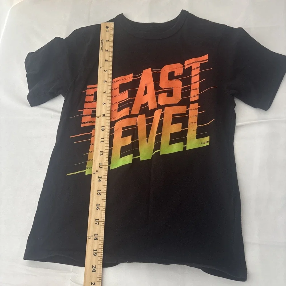 The Childrens Place Boys Beast Level Shirt Black Cotton Graphic Tee Size M 7/8